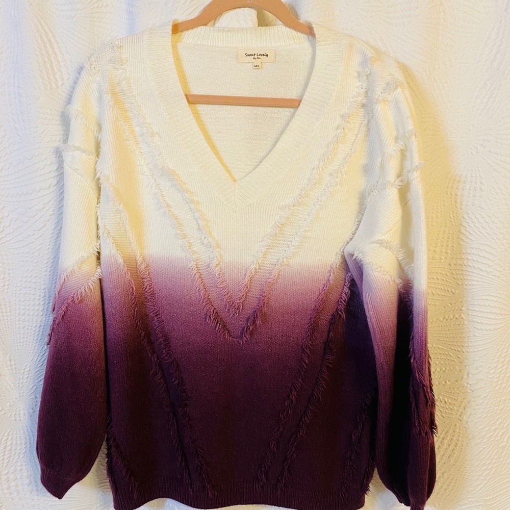 Beautiful Ombré Sweater with Fringe Detail